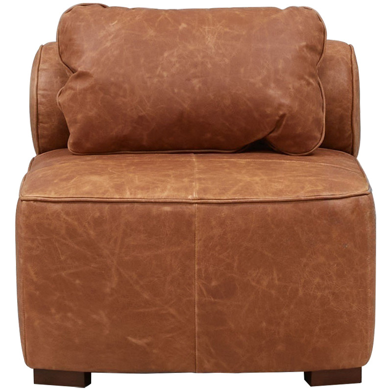 Кожаное модульное кресло коричневое без подлокотников с подушкой Coul Leather Modular Armchair