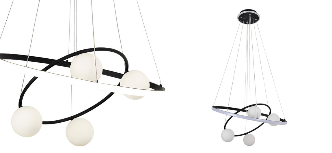 Кольцевая люстра с белыми плафонами Orbitality Black