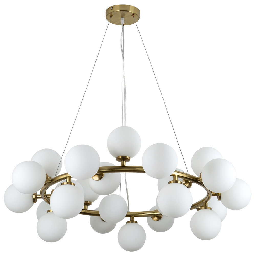 Кольцевая люстра с белыми стеклянными  плафонами в форме шара Berries Chandelier