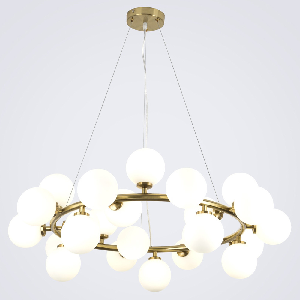 Кольцевая люстра с белыми стеклянными  плафонами в форме шара Berries Chandelier