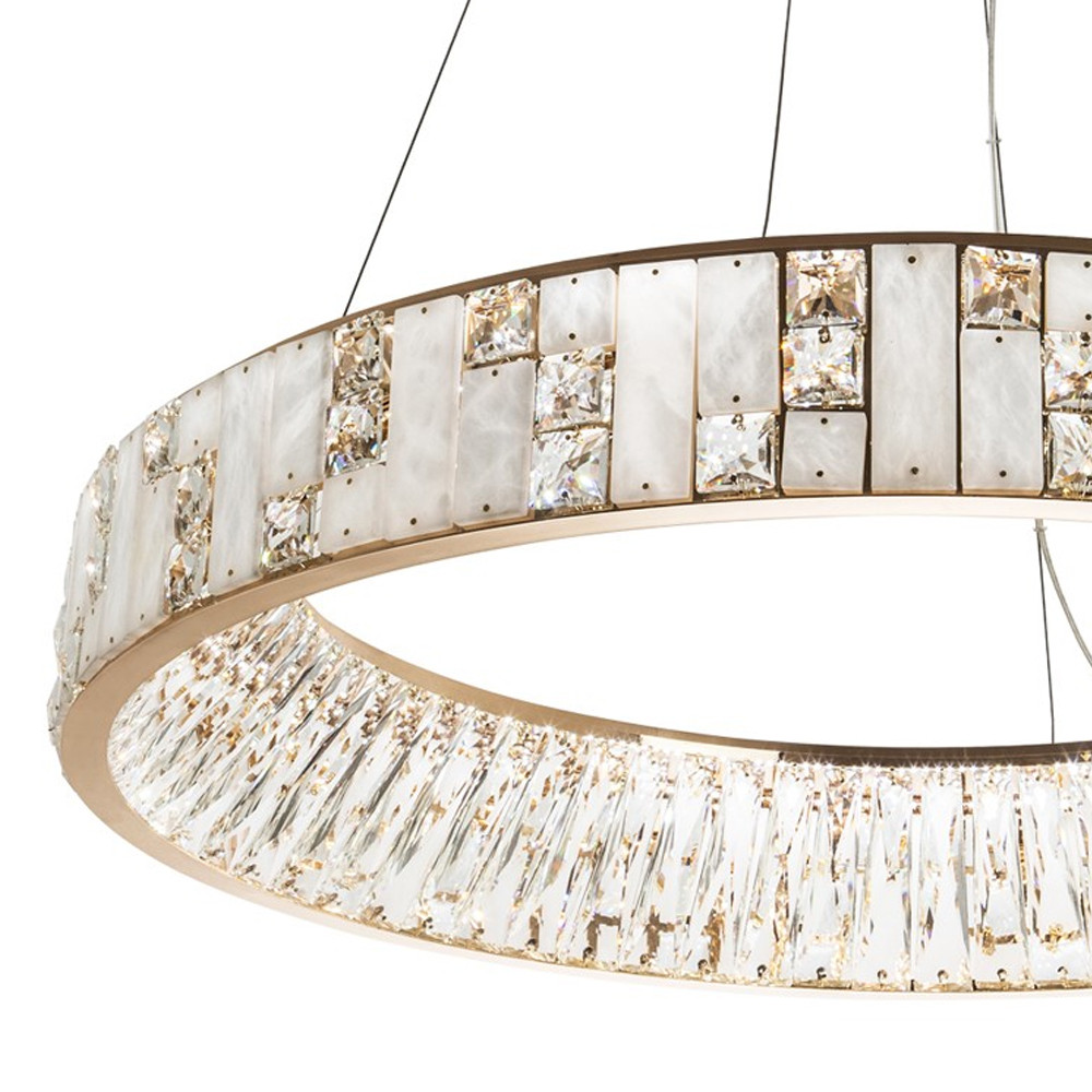 Кольцевая люстра с декором из мрамора и хрусталя Dione Ring Marble Crystal Chandelier