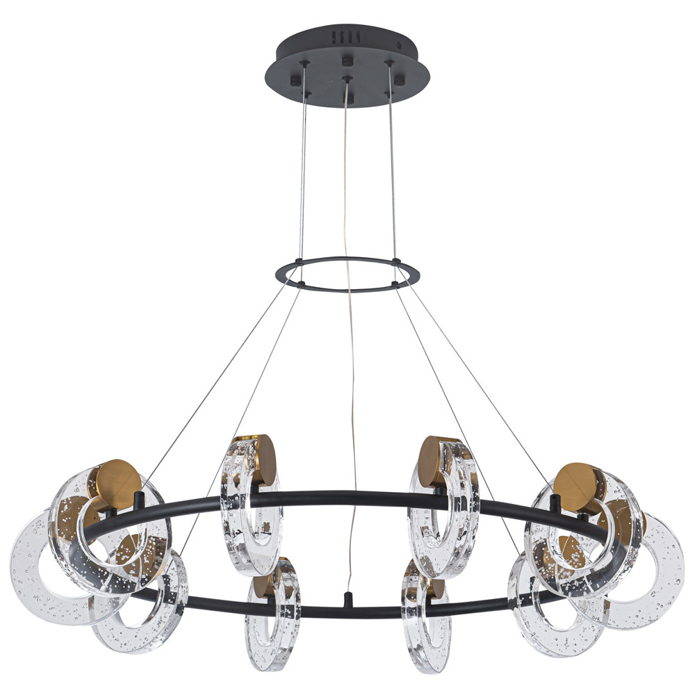 Кольцевая люстра с круглыми стеклянными плафонами в виде колец Olympe Glass Chandelier