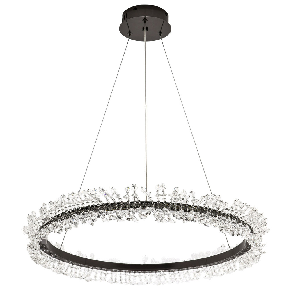 Кольцевая люстра с хрустальным декором Rowan Crystal Ring Horizontal Black Chandelier
