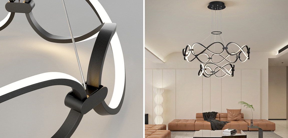 Кольцеобразная Люстра FORLI BW Черный цвет