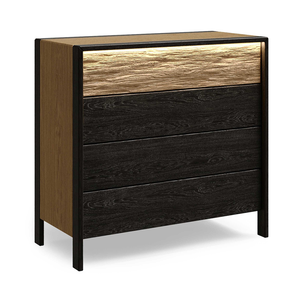 Комод 4 ящика с подсветкой на рельефном фасаде Warm Industrial