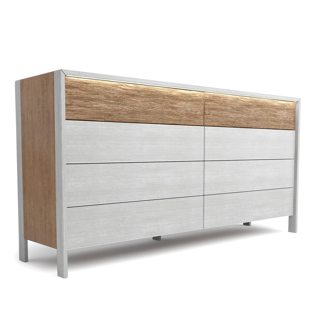 Комод 8 ящиков с подсветкой на рельефном фасаде Warm Industrial