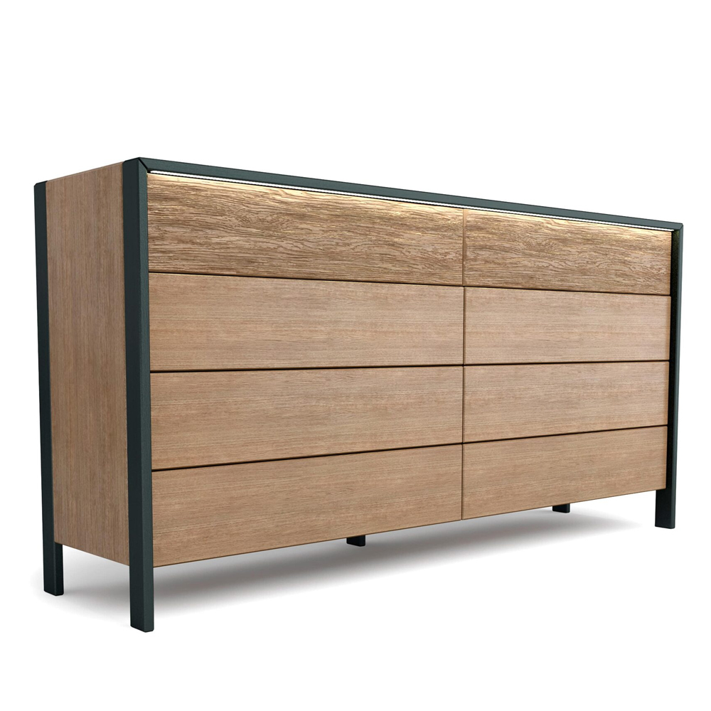 Комод 8 ящиков с подсветкой на рельефном фасаде Warm Industrial