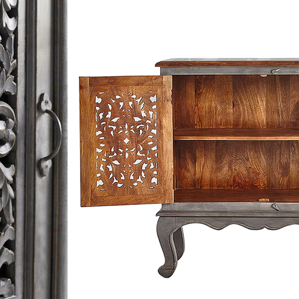 Комод Indian Antique White Furniture Chest of Drawers Agni серый