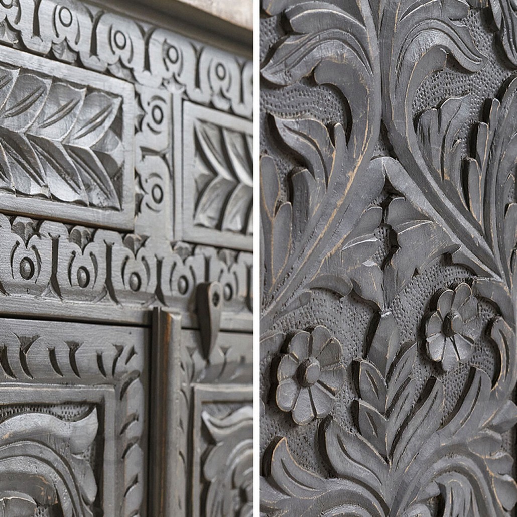 Комод Indian Antique White Furniture Chest of Drawers Ganika серый