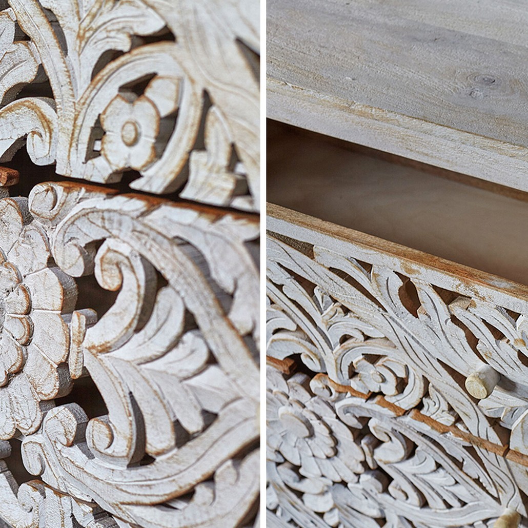 Комод Indian Antique White Furniture Chest of Drawers Kailash белый
