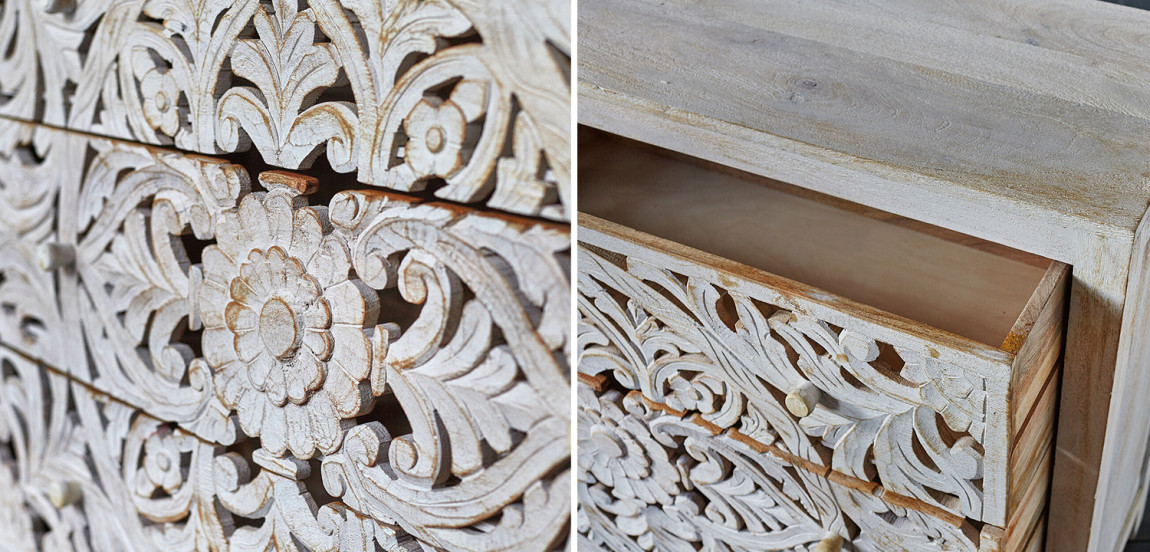 Комод Indian Antique White Furniture Chest of Drawers Kailash белый