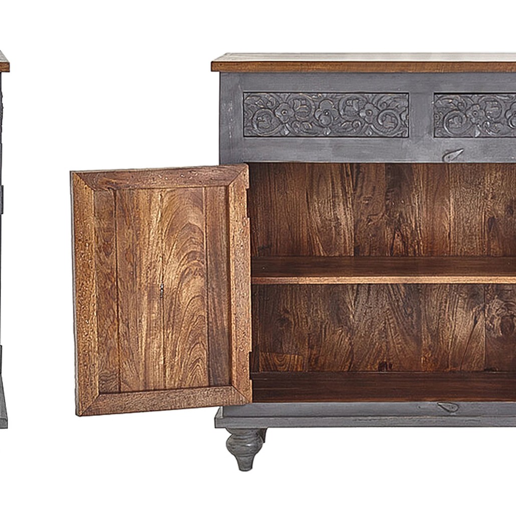 Комод Indian Antique White Furniture Chest of Drawers Kara серый