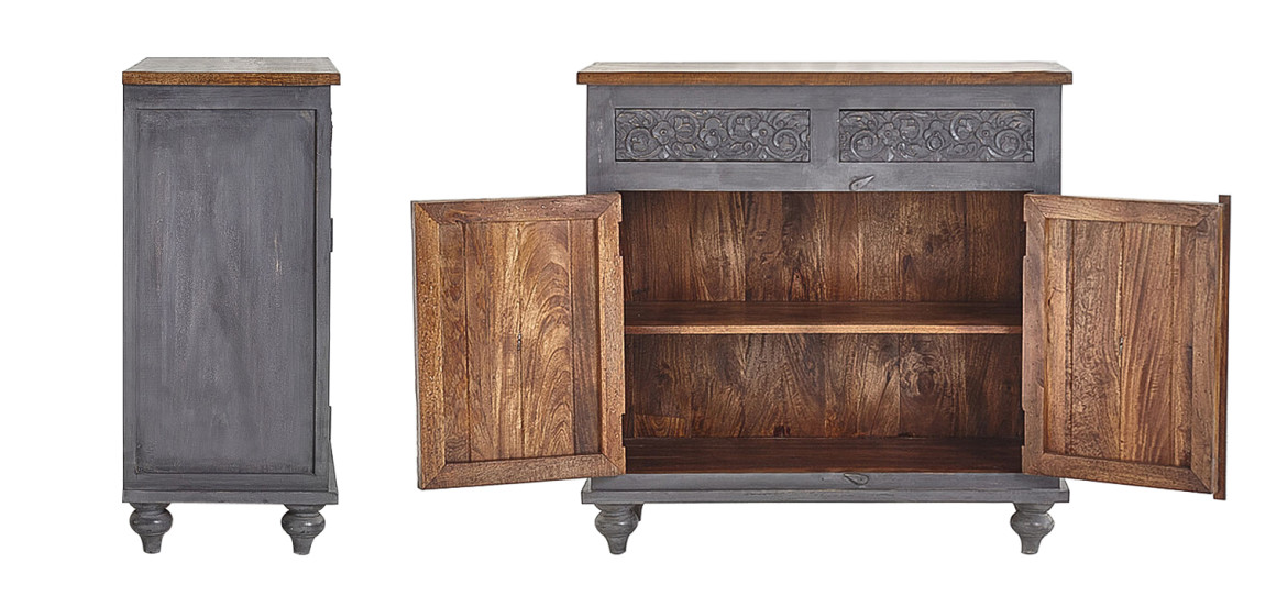 Комод Indian Antique White Furniture Chest of Drawers Kara серый