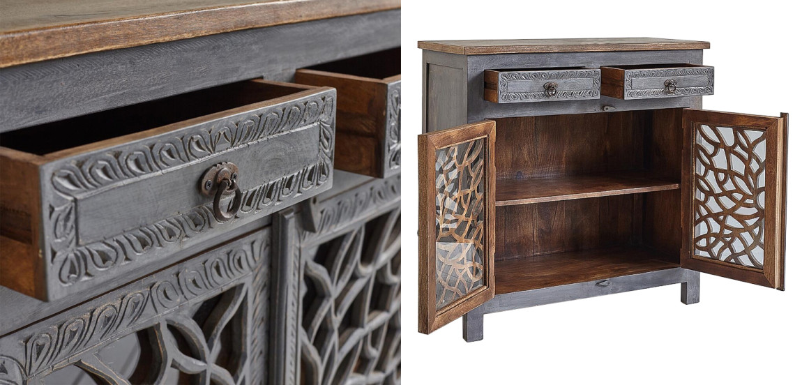 Комод Indian Antique White Furniture Chest of Drawers Rupa серый
