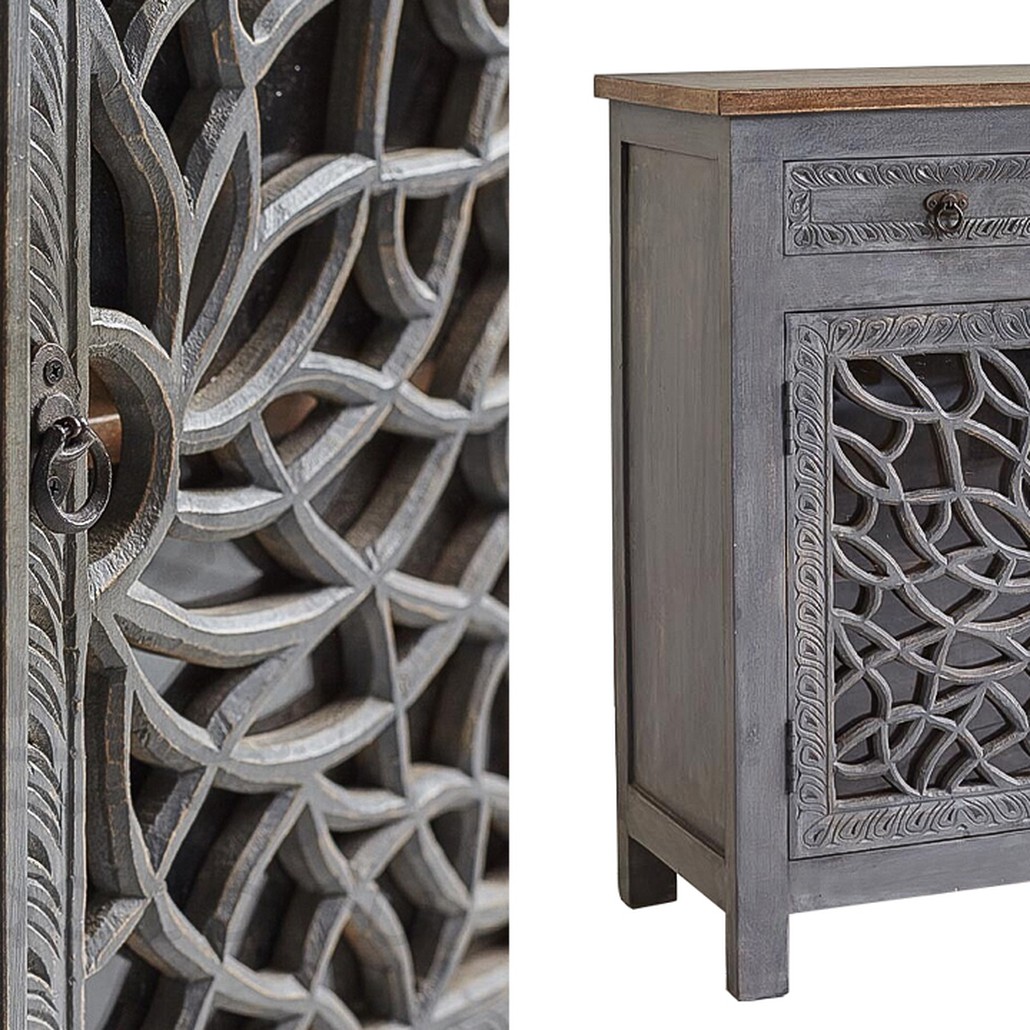 Комод Indian Antique White Furniture Chest of Drawers Rupa серый