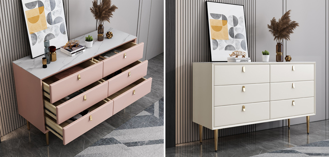 Комод Olson Leather Chest of Drawers 120