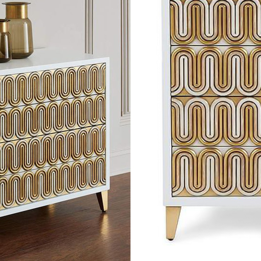 Комод Park Avenue Brass Wave Pattern Chest of Drawers