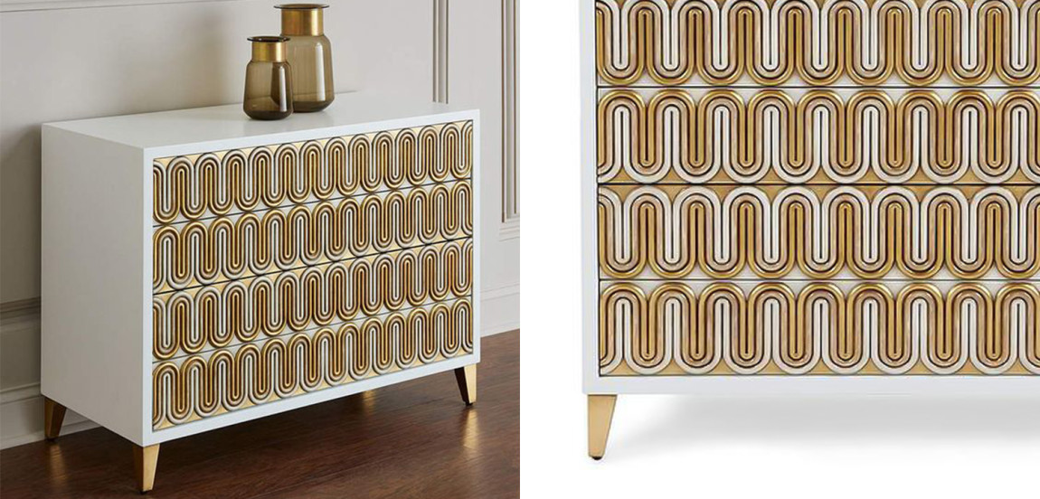Комод Park Avenue Brass Wave Pattern Chest of Drawers