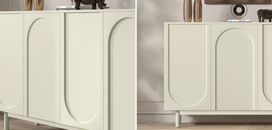 Комод White Arch Sideboard Buffet with 4 Doors Carved Credenza