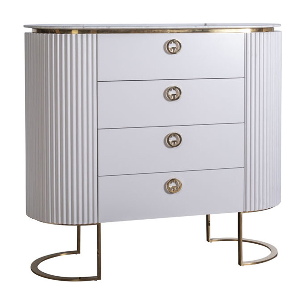 Комод белый овальный с мраморной столешницей Thoroughbass