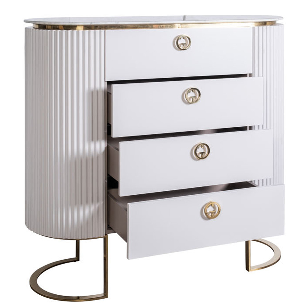 Комод белый овальный с мраморной столешницей Thoroughbass