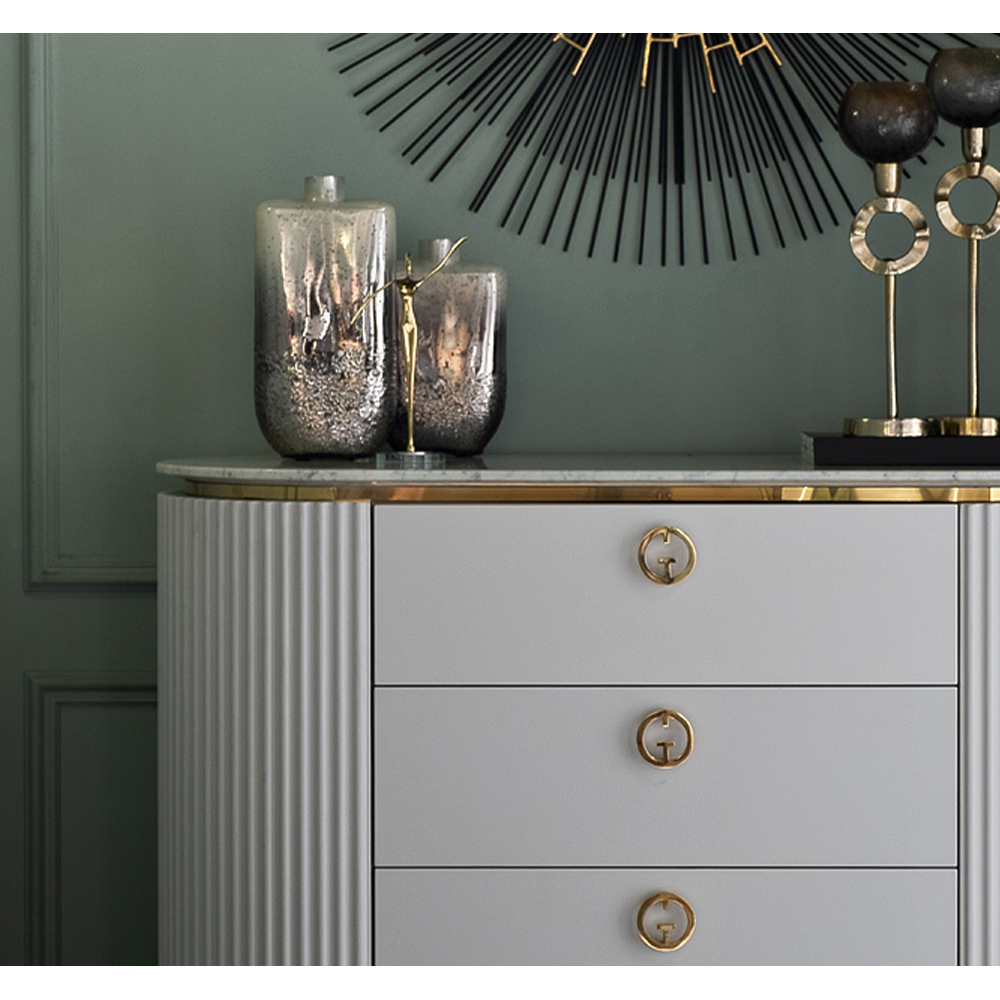 Комод белый овальный с мраморной столешницей Thoroughbass