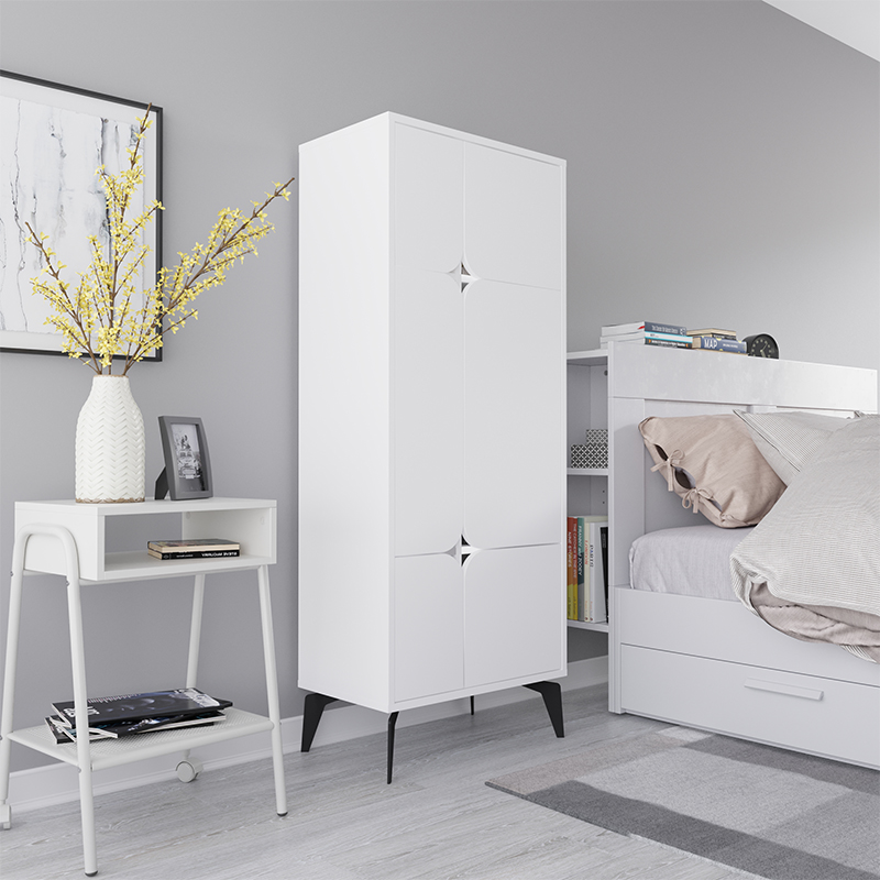 Комод белый с 4-мя дверцами на металлических ножках SPARK MULTIPURPOSE CABINET WHITE