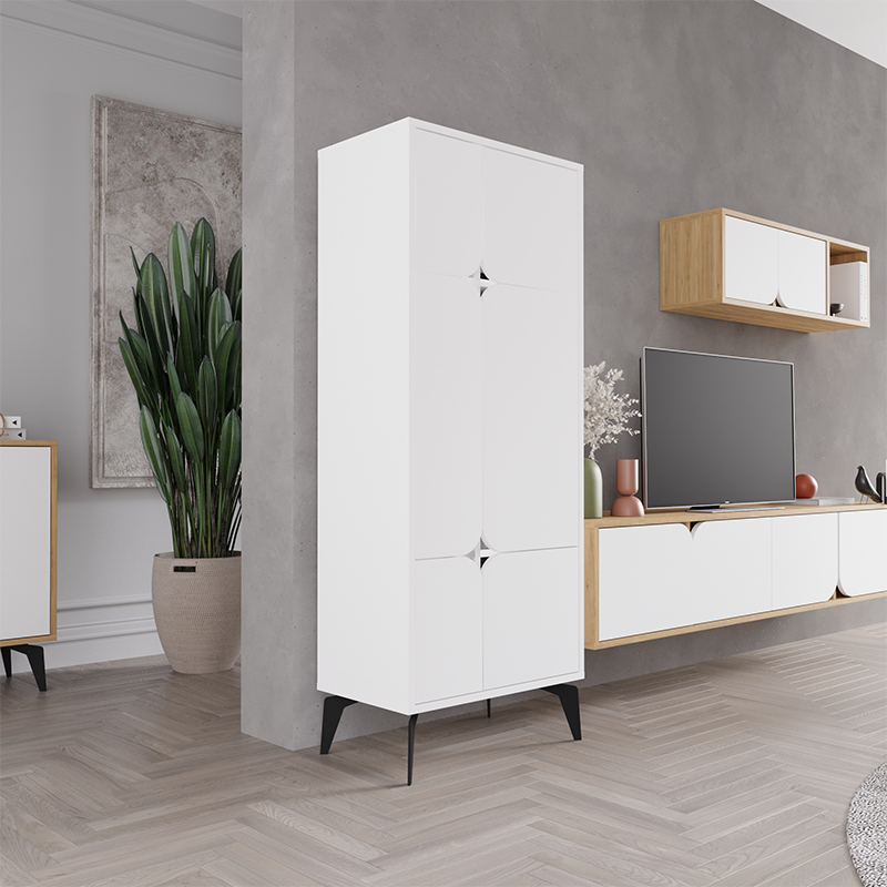 Комод белый с 4-мя дверцами на металлических ножках SPARK MULTIPURPOSE CABINET WHITE