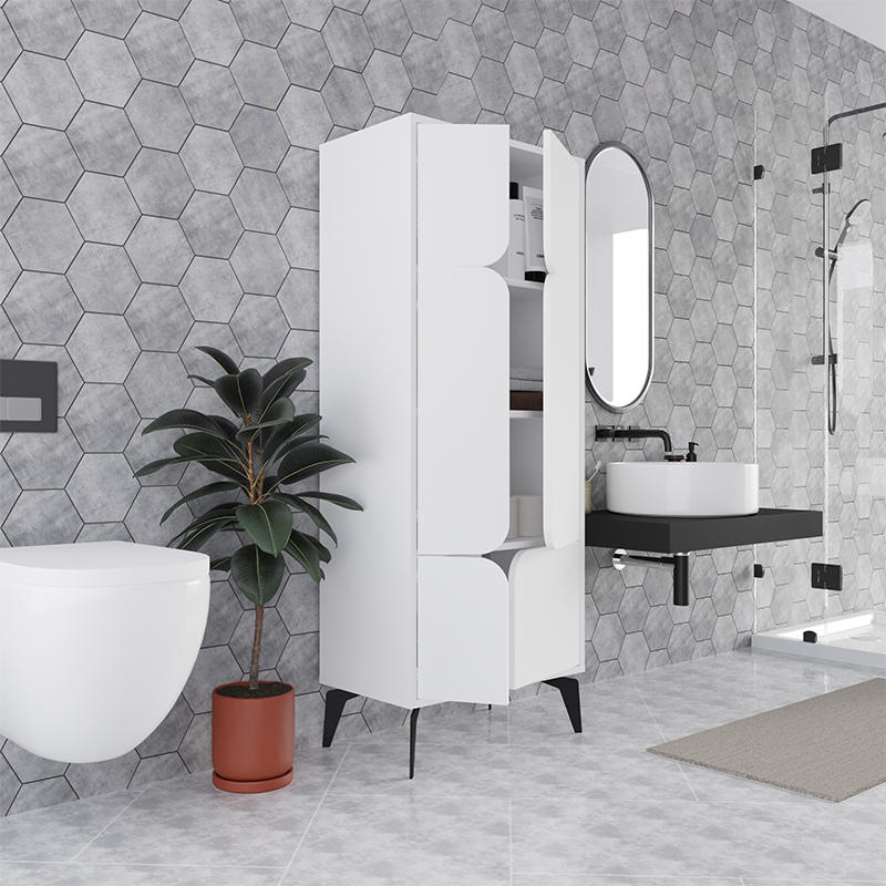 Комод белый с 4-мя дверцами на металлических ножках SPARK MULTIPURPOSE CABINET WHITE