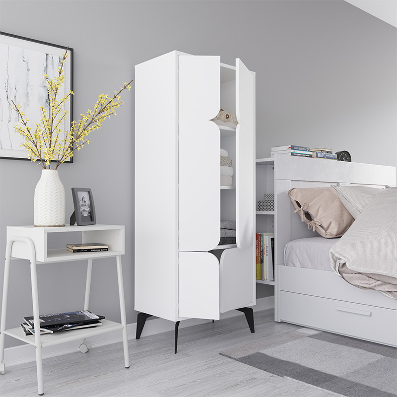 Комод белый с 4-мя дверцами на металлических ножках SPARK MULTIPURPOSE CABINET WHITE