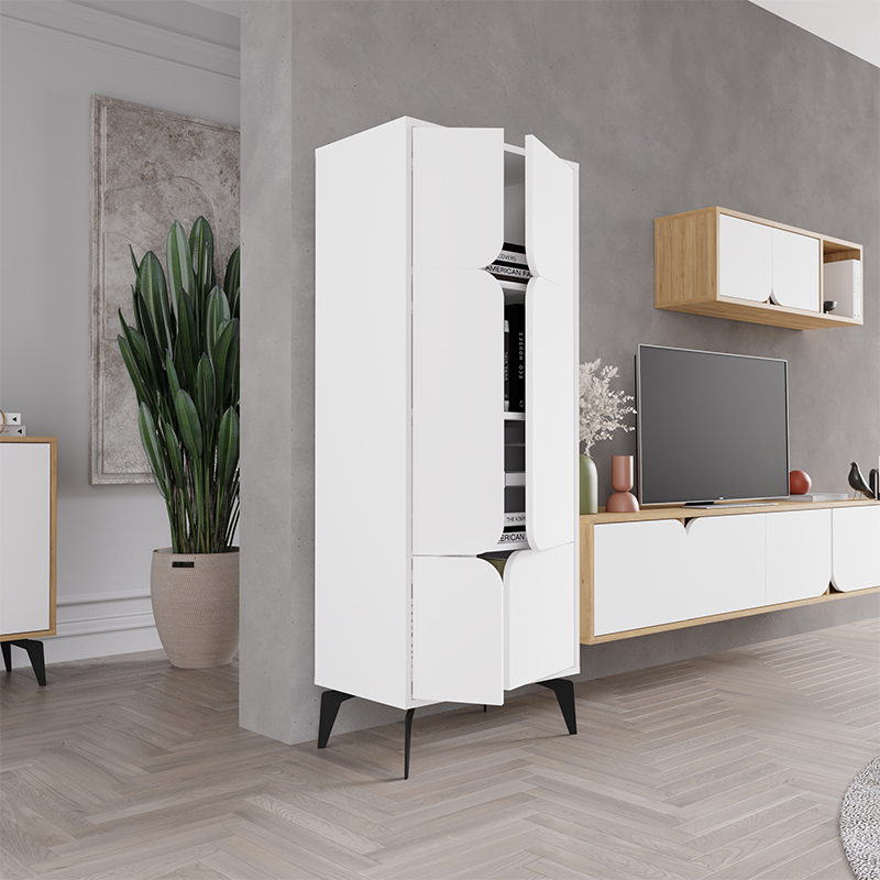 Комод белый с 4-мя дверцами на металлических ножках SPARK MULTIPURPOSE CABINET WHITE
