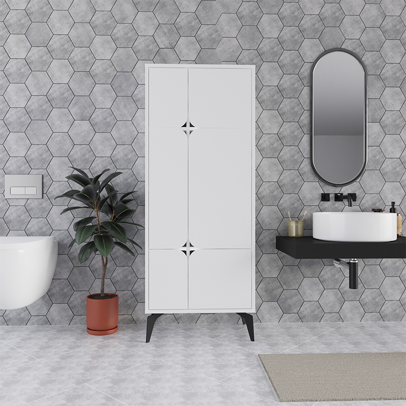 Комод белый с 4-мя дверцами на металлических ножках SPARK MULTIPURPOSE CABINET WHITE