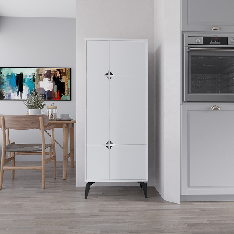Комод белый с 4-мя дверцами на металлических ножках SPARK MULTIPURPOSE CABINET WHITE