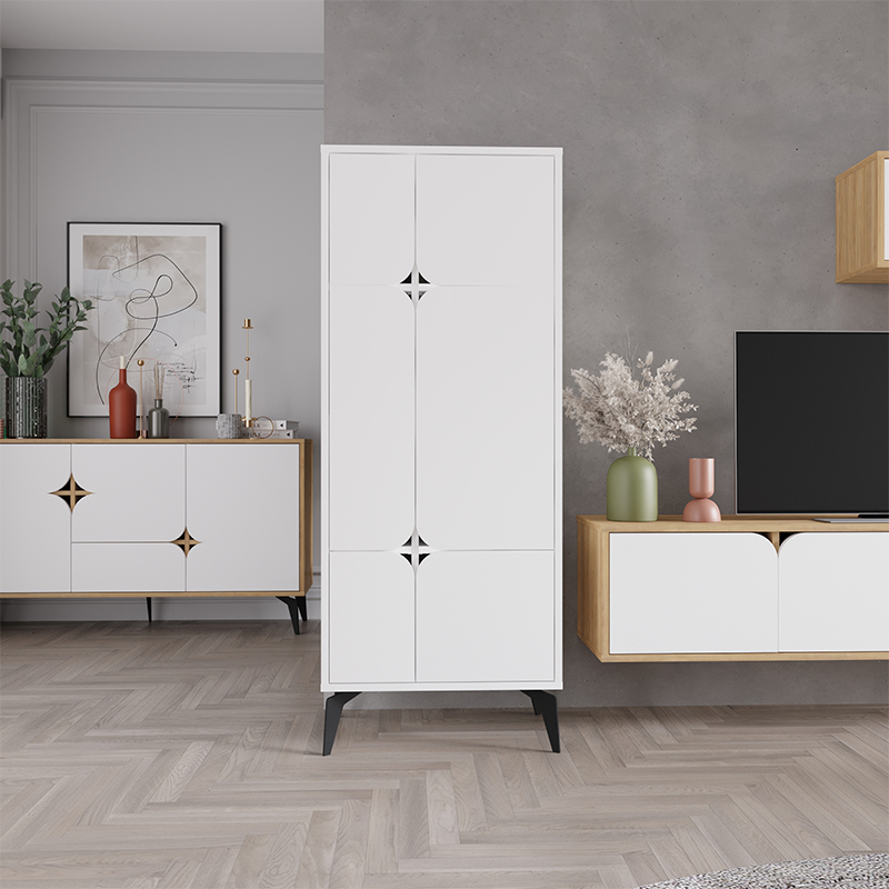 Комод белый с 4-мя дверцами на металлических ножках SPARK MULTIPURPOSE CABINET WHITE