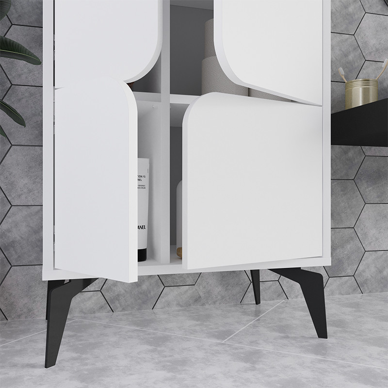 Комод белый с 4-мя дверцами на металлических ножках SPARK MULTIPURPOSE CABINET WHITE
