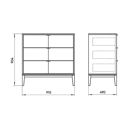 Комод белый с выдвижными ящиками цвета древесины Fjord