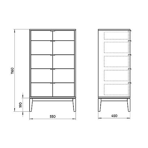 Комод белый с выдвижными ящиками цвета древесины Fjord
