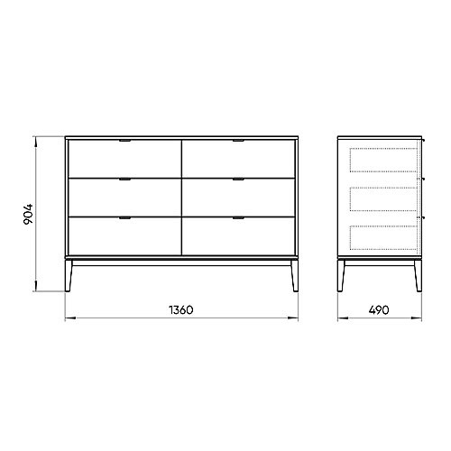 Комод белый с выдвижными ящиками цвета древесины Fjord