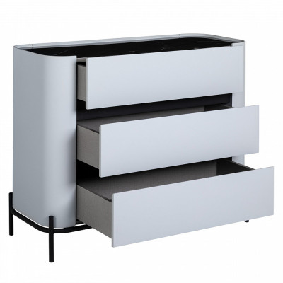 Комод белый с чёрной столешницей с 3-мя ящиками San Marco