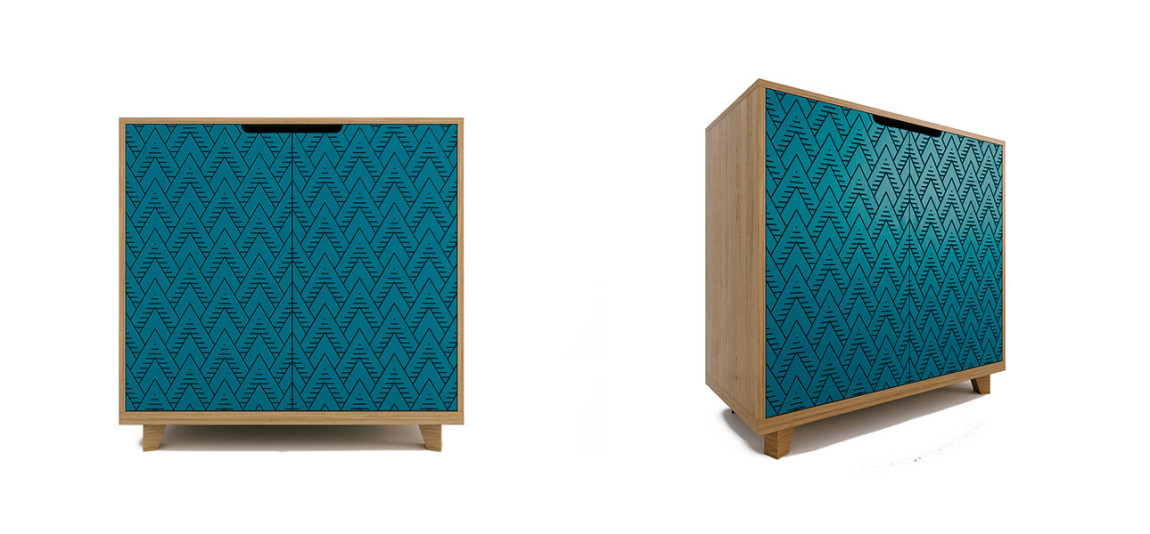 Комод бирюзовый орнамент треугольники Brian