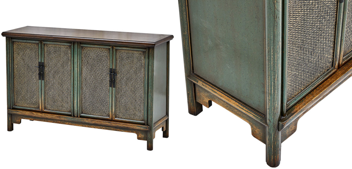 Комод в винтажном стиле дерево и ротанг Brindja chest of drawers