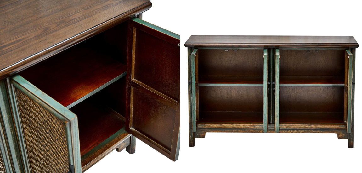 Комод в винтажном стиле дерево и ротанг Brindja chest of drawers