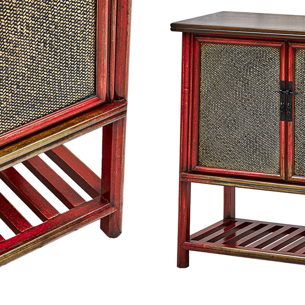 Комод в винтажном стиле дерево и ротанг Johan chest of drawers