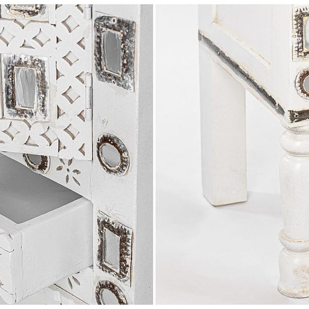 Комод в восточном стиле Indian Bone Inlay Chest of Drawers Белый