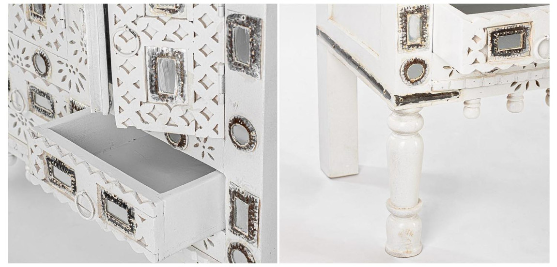 Комод в восточном стиле Indian Bone Inlay Chest of Drawers Белый