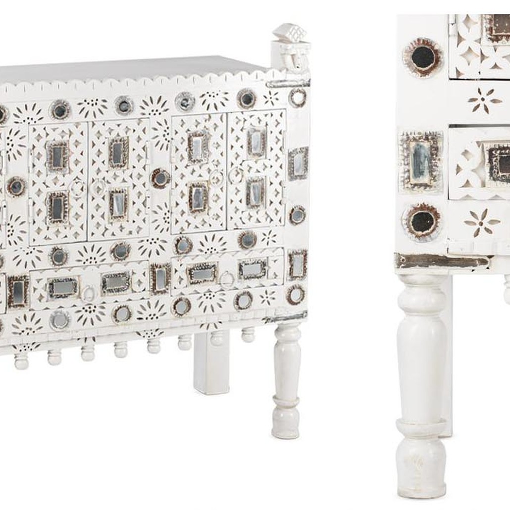 Комод в восточном стиле Indian Bone Inlay Chest of Drawers Белый