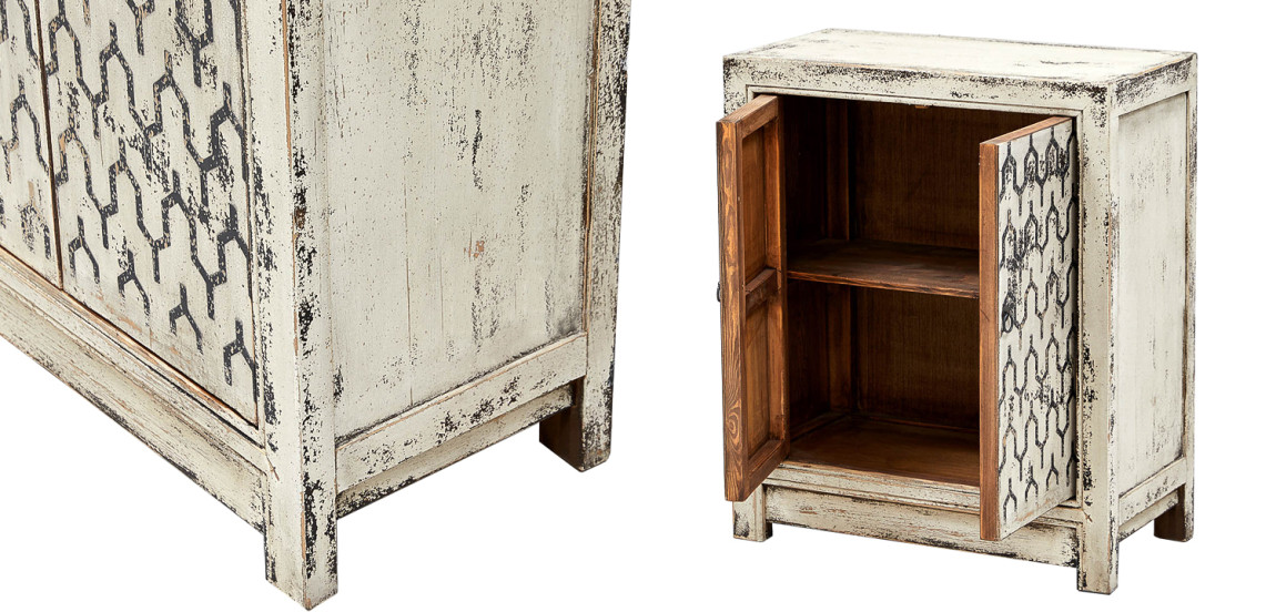 Комод в восточном стиле с геометрическим рисунком на дверцах Khushi Chest of Drawers