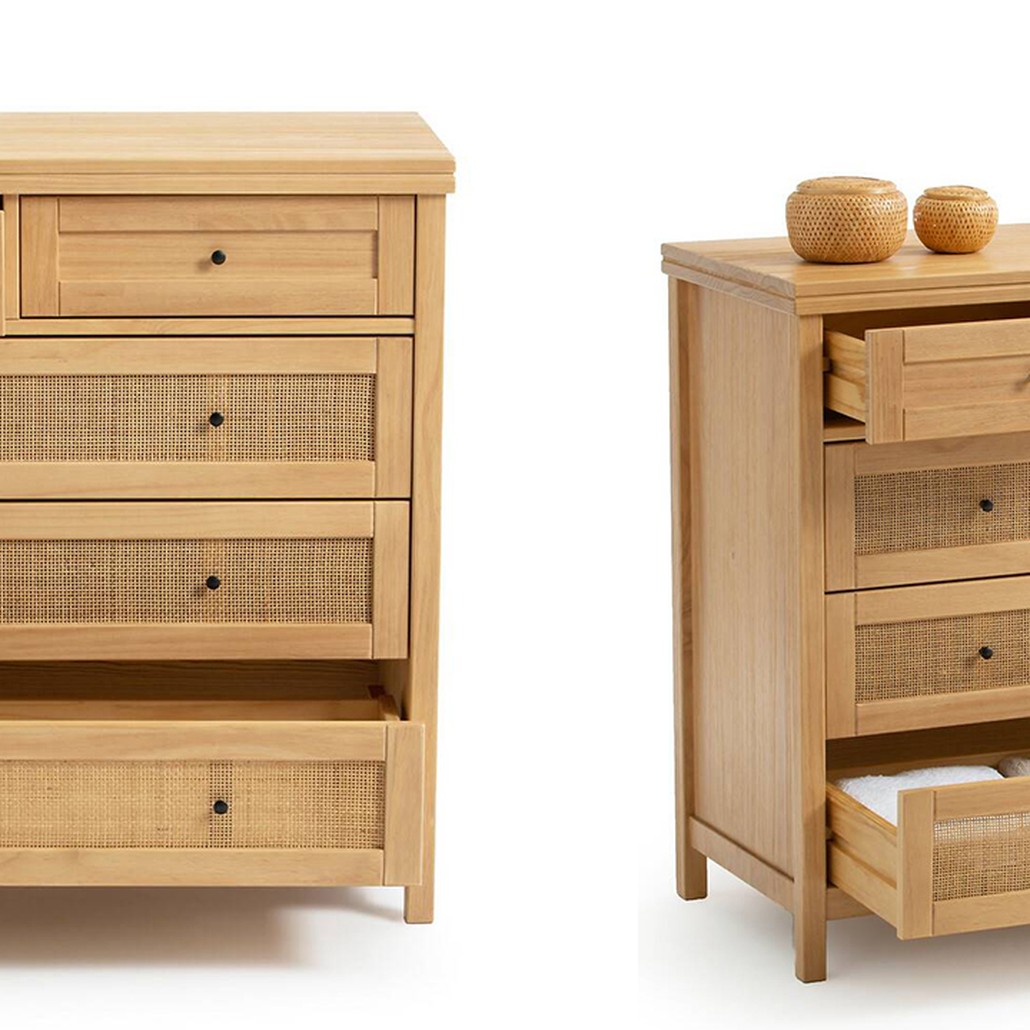 Комод в скандинавском стиле Niels Wicker 5 drawers ящики с плетеными вставками