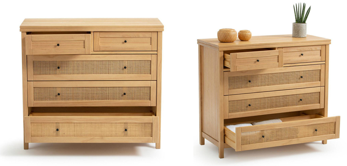 Комод в скандинавском стиле Niels Wicker 5 drawers ящики с плетеными вставками