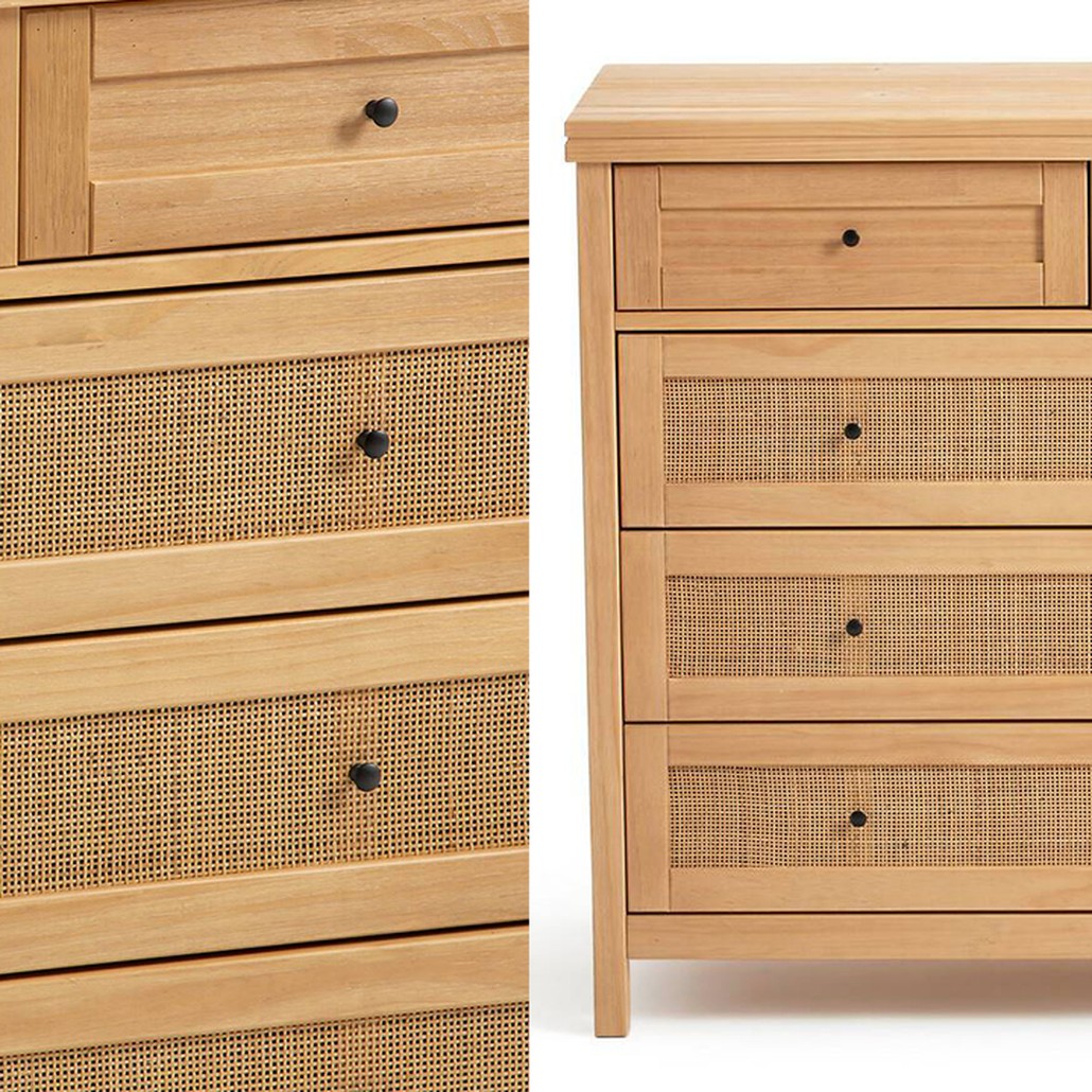Комод в скандинавском стиле Niels Wicker 5 drawers ящики с плетеными вставками
